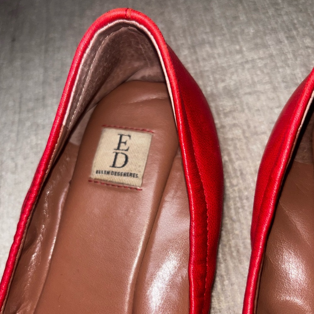 Quirky Red Leather “Smile” Ballet Flats Women’s 7.5–8 Teacher Ellen DeGeneres - Picture 7 of 8